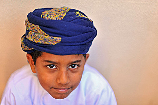 阿曼,马斯喀特,可爱,微笑,男孩,传统,缠头巾