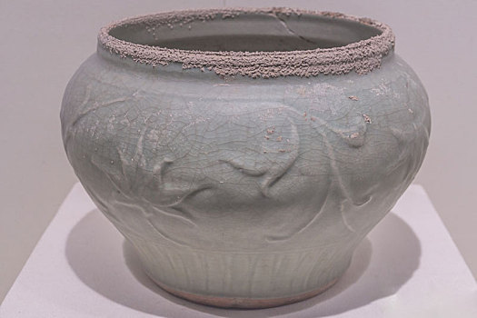 中国明代青釉花卉纹罐