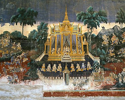 壁画,皇宫,金边,柬埔寨