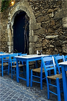 希腊,街道,桌子,椅子