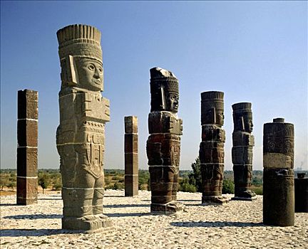 石头,托尔特克文明,勇士,图拉,阿芝台克,遗迹,墨西哥,中美洲