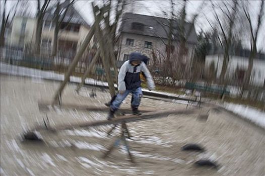 两个男孩,平衡性,跷跷板,操场