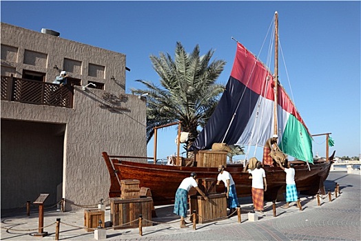 传统,阿拉伯,独桅三角帆船,纪念建筑,博物馆,迪拜