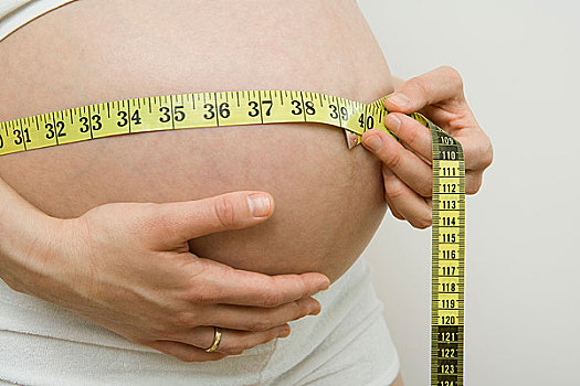 孕妇,测量,肚子,皮尺