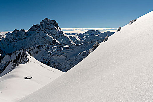 积雪,顶峰,克莱恩瓦泽泰,奥地利,欧洲
