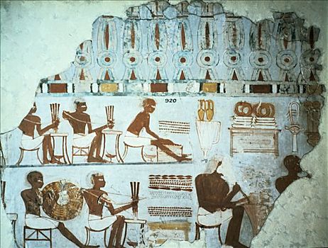 碎片,涂绘,石膏,墓地,底比斯,埃及,第十八王朝
