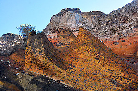 层次,火山岩,石头,干盐湖,帕尔玛,加纳利群岛,西班牙,欧洲