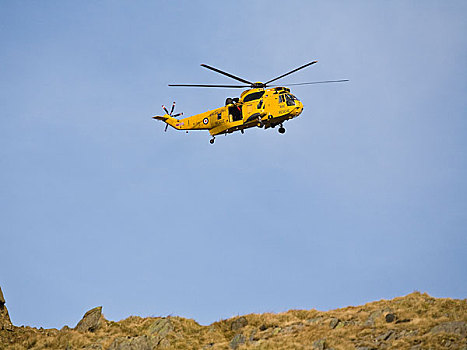 威尔士,格温内思郡,雪墩山,救助,海洋,国王,直升飞机,悬空,雪墩国家公园