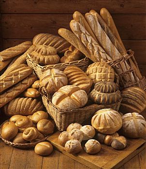静物,白面包,面包卷,面包,棍