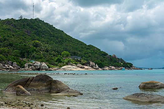 水晶,湾,银,海滩,风景