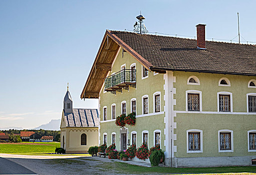 农舍,小教堂,市区,上巴伐利亚,巴伐利亚,德国
