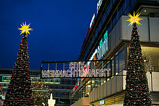 德国,柏林,欧洲中心,城市,圣诞市场,黃昏