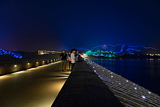 北京怀柔雁栖湖夜景