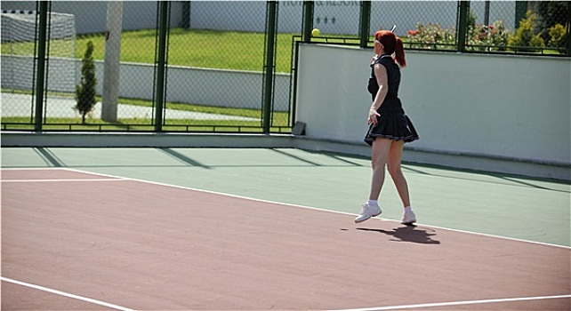 美女,玩,网球,比赛,户外