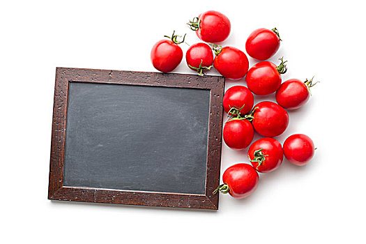 红色,西红柿,留白,黑板