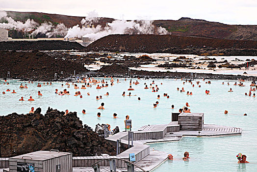 热浴,蓝色泻湖,靠近,冰岛