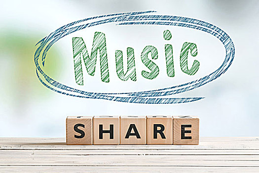 音乐,分享,标识,木桌子