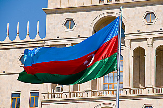 旗帜,正面,宫殿,巴库,阿塞拜疆,中东