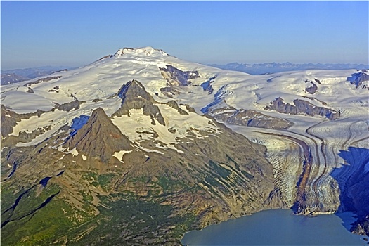 航拍,遥控,火山,冰河,阿拉斯加