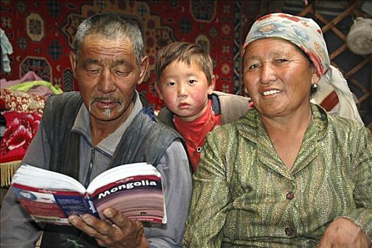 游牧,孩子,读,孤单,星球,旅游指南,蒙古人,阿尔泰,靠近,乌布苏,蒙古