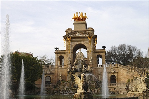 喷泉,城市公园,巴塞罗那,西班牙