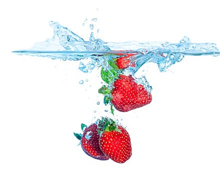 新鲜,草莓,水,溅