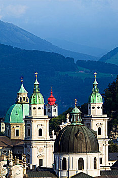 奥地利,萨尔茨堡,圆顶,大教堂,大学,教堂,红色,寺院