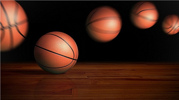 篮球,弹起,木地板