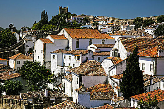 欧洲,葡萄牙,奥比都斯,一个,美景,中世纪,乡村,12世纪