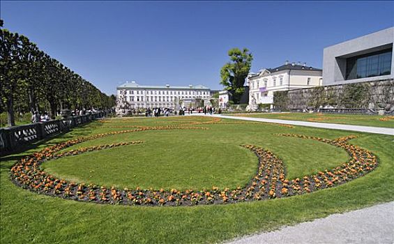 放置,花坛,米拉贝尔花园,米拉贝尔,宫殿,萨尔茨堡,奥地利,欧洲