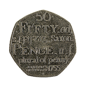 英国,50便士,硬币,2005年