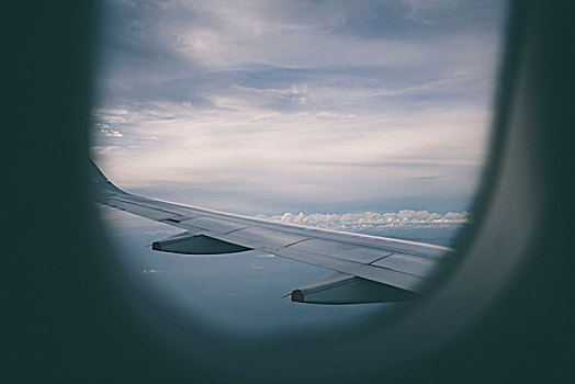 风景,窗户,飞机,窗,看,阿鲁巴