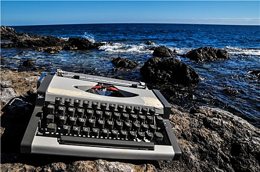 旧式,黑白,旅行,打字机