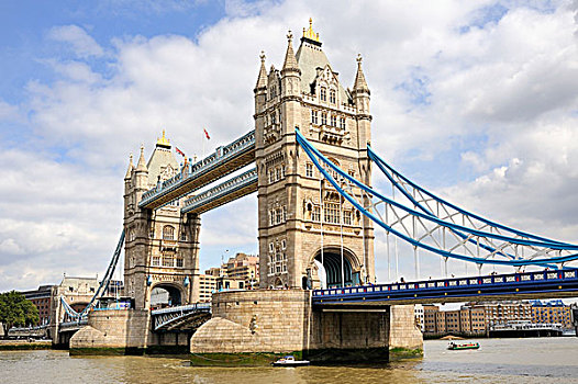 风景,南,银行,泰晤士河,新哥德式,活动衍架,桥,塔,伦敦,英格兰,英国,欧洲