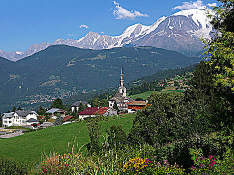 法国,阿尔卑斯山,上萨瓦省,勃朗峰,背景