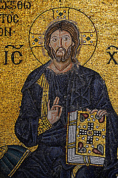 镶嵌图案,耶稣,圣索菲亚教堂,伊斯坦布尔,土耳其