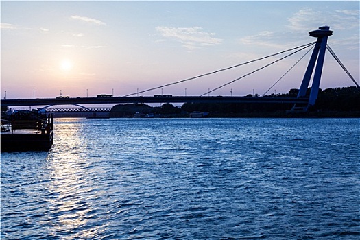 新桥,多瑙河,蓝色,黎明