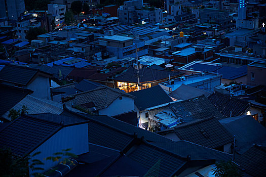 城镇,夜晚,首尔,韩国