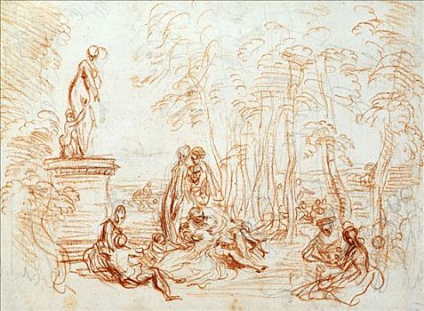 高兴,素描,18世纪,艺术家