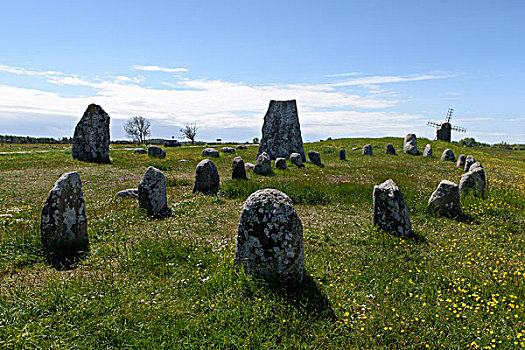 石头,船,墓地,瑞典,欧洲