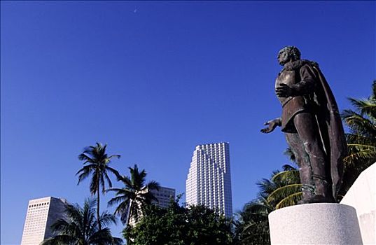 美国,佛罗里达,迈阿密,雕塑,正面,市区,建筑
