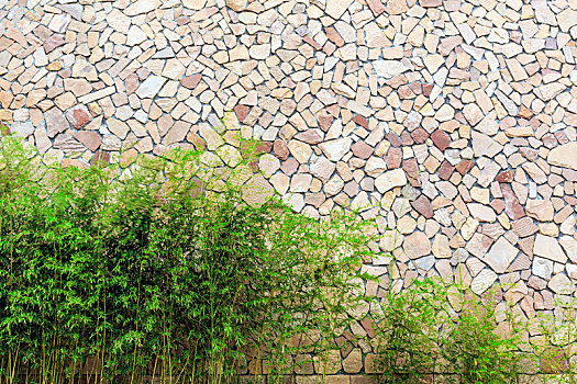 竹子石墙背景