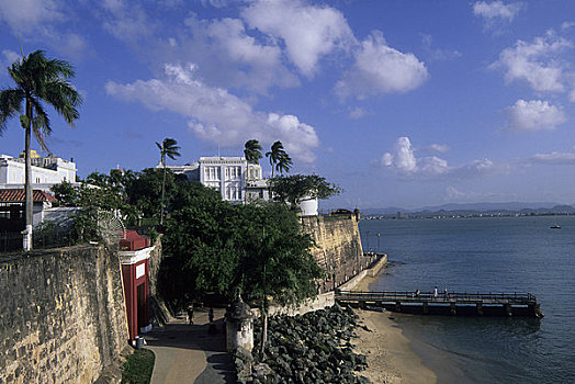 波多黎各,圣胡安,俯视,城墙,大门