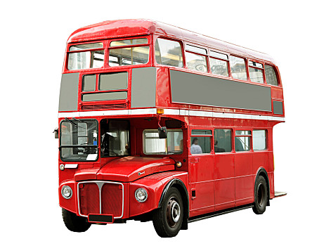 红色,红色公交车,伦敦,隔绝,白色背景