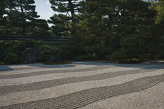 日本京都建仁寺日式园林枯山水景观