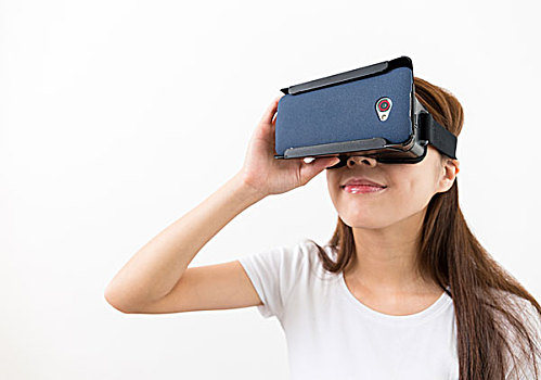 虚拟现实,耳机,女人,玩电玩