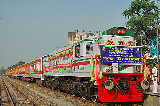 高速列车,加尔各答,达卡,车站,早晨,新年,列车,服务,印度,孟加拉,43岁,四月,2008年