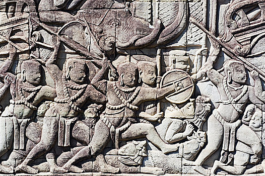 柬埔寨,吴哥,吴哥窟,错综复杂,浅浮雕,巴雍寺