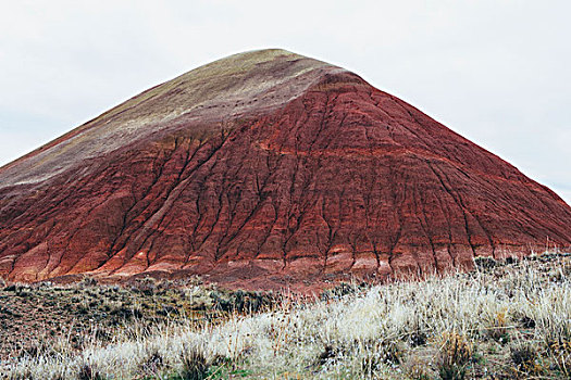 风景,约翰时代化石床国家纪念公园,俄勒冈,鲜明,色彩,石头,折叠,红色
