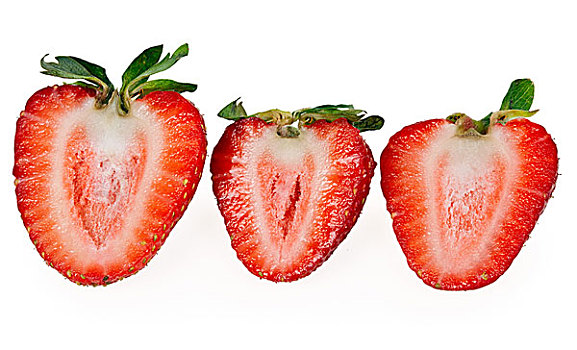 三个,美味,草莓,一半